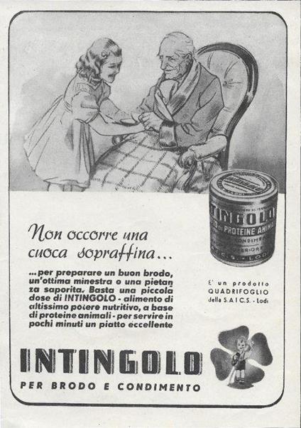 Intingolo per Brodo e Condimento, Prodotto Quadrifoglio. Advertising 1943 - copertina