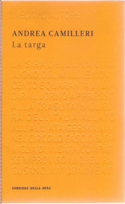 La targa - Andrea Camilleri - Andrea Camilleri - copertina