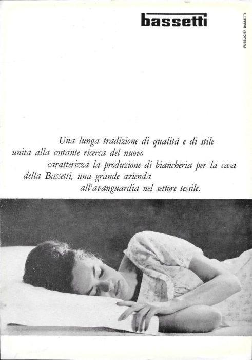 Bassetti, biancheria per la casa. Advertising 1962 - copertina