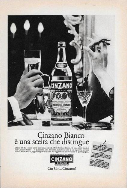 Cinzano Bianco. Una scelta che distingue. Advertising 1964 - copertina