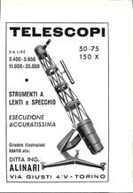 Telescopi. Strumenti a lenti e specchio. Ing. Alinari Torino. Advertising 1958