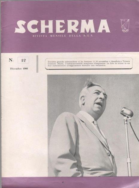 Scherma. Rivista mensile della FIS. N. 12 settembre 1966 - copertina