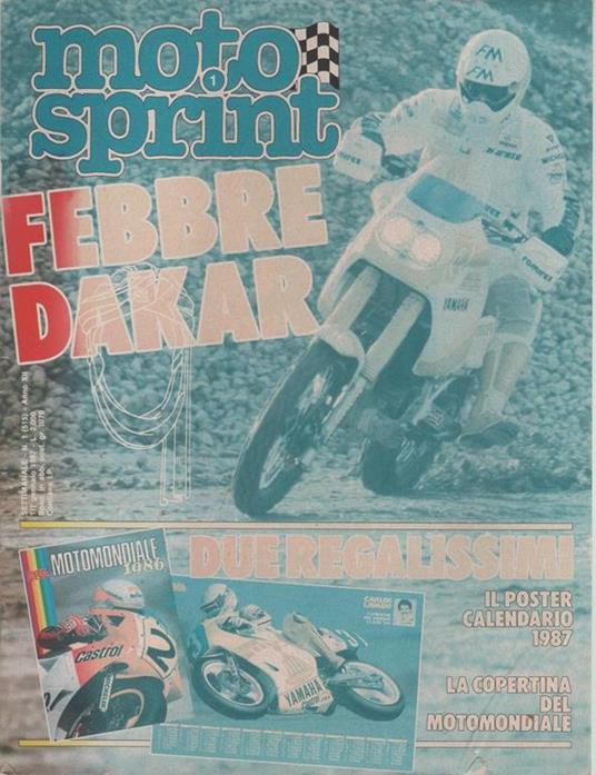 Motor sprint. n. 1-1987. Frebbre Dakar, calendario motomondiale - copertina