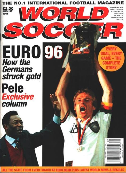 World Soccer. 1996 august. Euro 96 - copertina