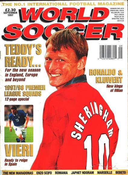 World Soccer. 1997 september. Vieri, Ronaldo&Kluivert new king of Milan - copertina