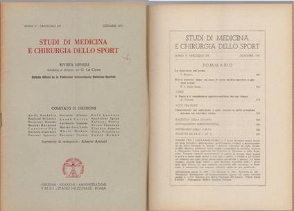Studi di Medicina e Chirurgia dello Sport Anno V Fascicolo XII- Dicembre 1951 - copertina