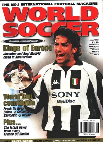 World Soccer. 1998 june. King of Europe Juventus and Real Madrid clash in Amsterdam - copertina