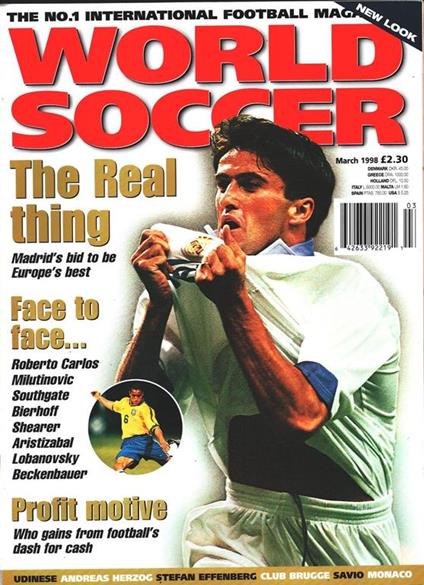 World Soccer. 1998 march. The real thing Face to face - copertina