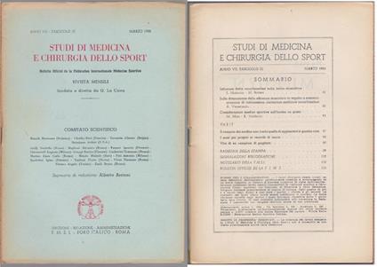 Studi di Medicina e Chirurgia dello Sport Anno VII Fascicolo III - Marzo 1953 - copertina