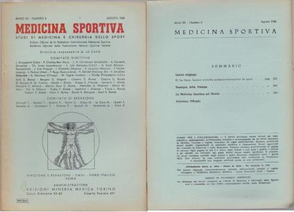 Studi di Medicina e Chirurgia dello Sport Anno XII Numero 8 - Agosto 1958 - copertina