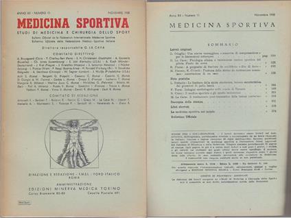 Studi di Medicina e Chirurgia dello Sport Anno XII Numero 11 - Novembre 1958 - copertina