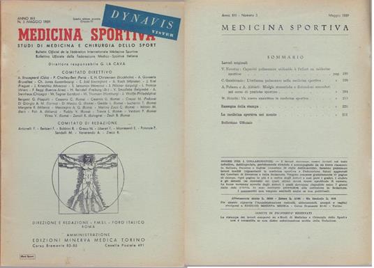 Studi di Medicina e Chirurgia dello Sport Anno XIII Numero 5 - Maggio 1959 - copertina