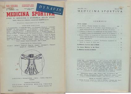 Medicina Sportiva Studi di Medicina e Chirurgia dello Sport Anno XIV N. 1 - Gennaio 1960 - copertina