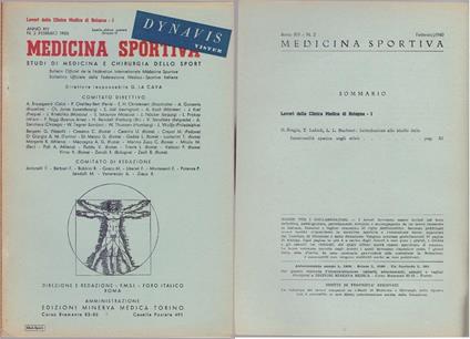 Medicina Sportiva Studi di Medicina e Chirurgia dello Sport Anno XIV N. 2 - Febbraio 1960 - copertina