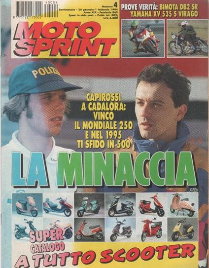 Moto sprint. n.4 -1994. Capirossi/Cadalora prove Bimota DB2 SR, Yamaha XV 535 S - copertina