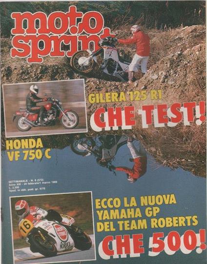 Moto sprint. n. 8 - 1988. Gilera 125 R1 Yamaha GP Honda VF 750 C - copertina