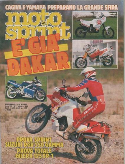 Moto sprint. n. 40 - 1988. è già Dakar - copertina