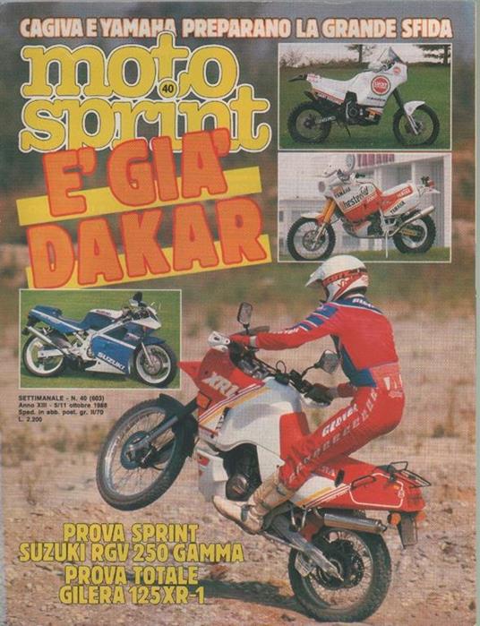 Moto sprint. n. 40 - 1988. è già Dakar - copertina