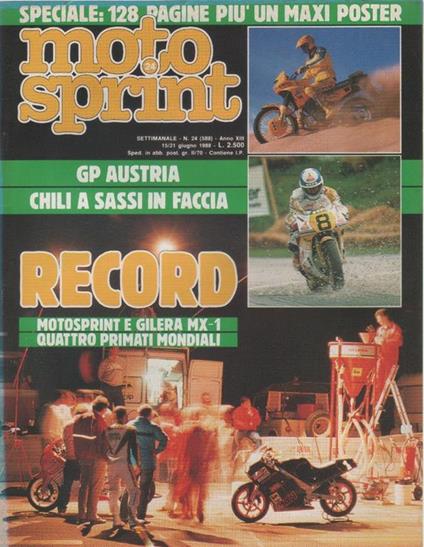Moto sprint. n. 24 - 1988. GP Austria Gilera MX-1 - copertina