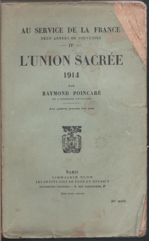 L' union sacrée - Raymond Poincaré - Raymond Poincaré - copertina