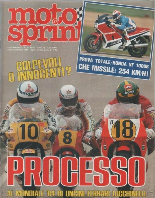 Moto sprint. n. 37- 1984. Processo - copertina