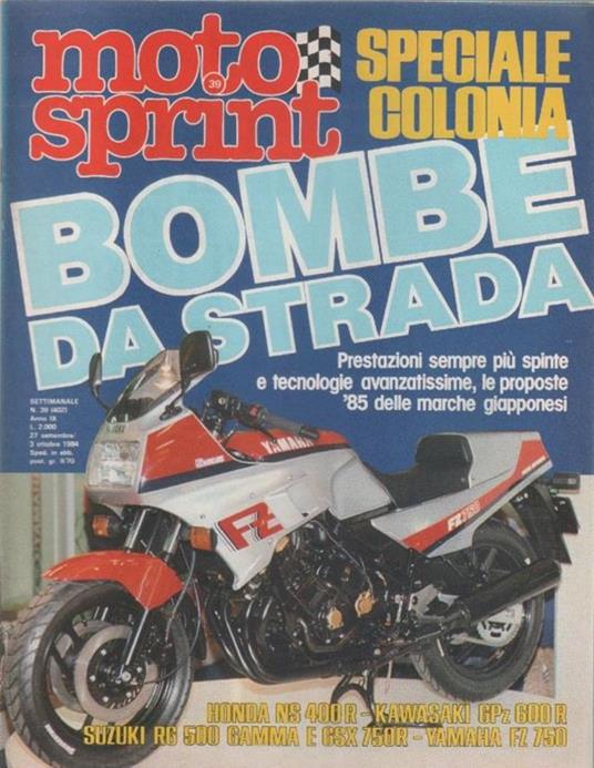 Moto sprint. n. 39- 1984. Bombe da strada - copertina
