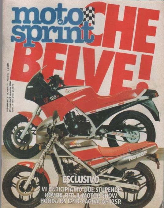 Moto sprint. n. 48- 1984. Honda NS 125R. Cagiva GP 125R - copertina