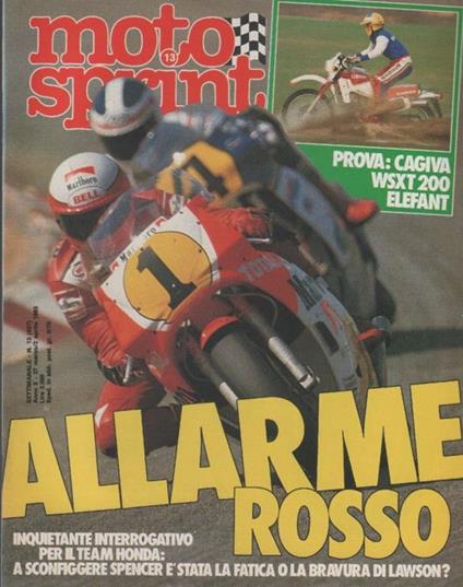 Moto sprint. n. 13- 1985. Allarme rosso; Cagiva WSXT 200 Elefant - copertina
