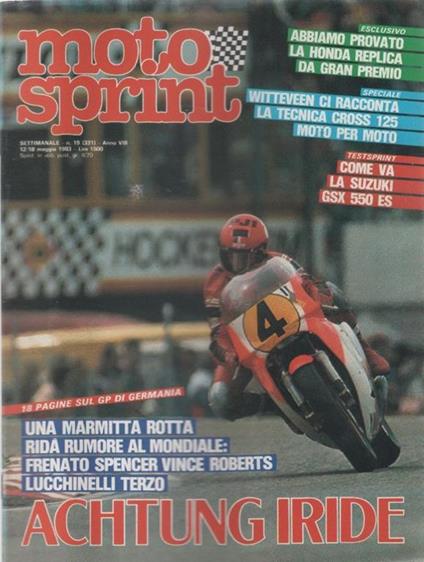 Moto sprint. n. 19- 1983. Actung iride; Suzuki GSX 550 ES - copertina