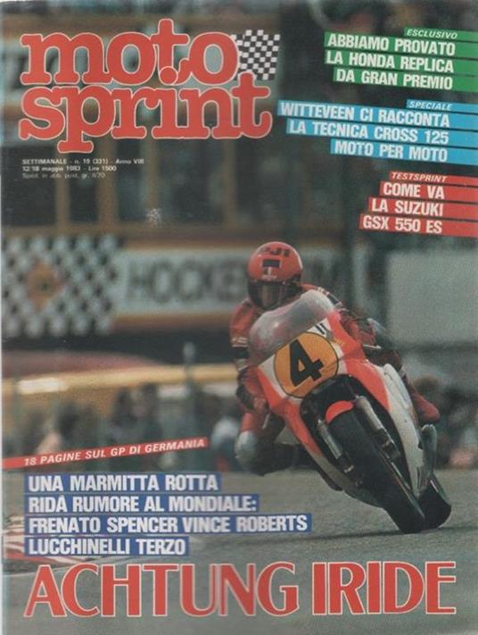 Moto sprint. n. 19- 1983. Actung iride; Suzuki GSX 550 ES - copertina