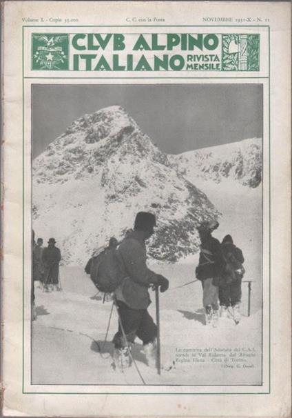 Club Alpino Italiano. Rivista mensile. vol. L. 1931 n. 11 - copertina