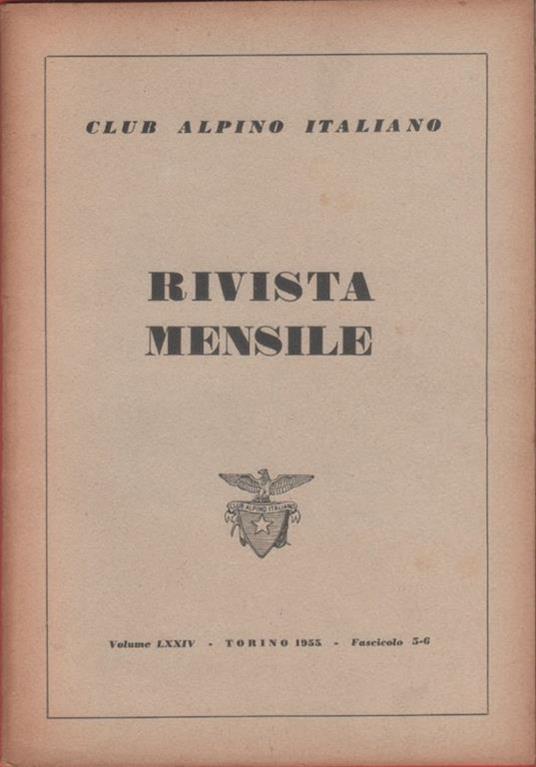 Club Alpino Italiano. Rivista mensile. vol. LXXIV. 1955 n. 5/6 - copertina