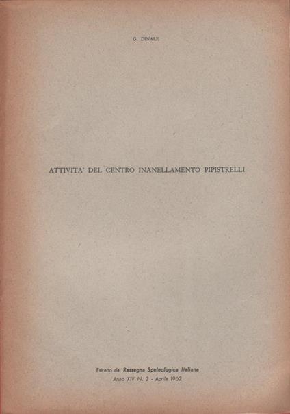 Attività del centro inanellamento pippistrelli - copertina