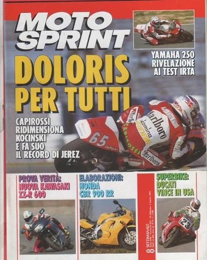 Moto sprint. n. 8- 1993. Kawasaki ZZ-R 600 Elaborazioni: Honda CBR 900 RR - copertina