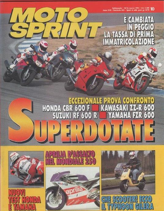 Moto sprint. n. 10 - 1993. Prova confronto superdotate - copertina