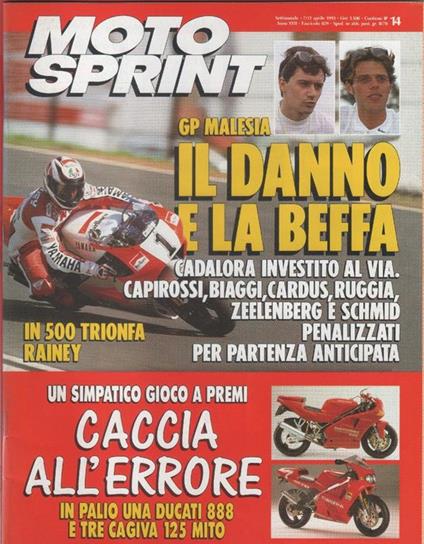 Moto sprint. n. 14 - 1993. GP Malesia: il danno e la beffa - copertina