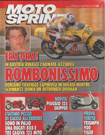 Moto sprint. n. 20- 1993. Piaggio 125 Skipper Triumph 900 Tiger - copertina
