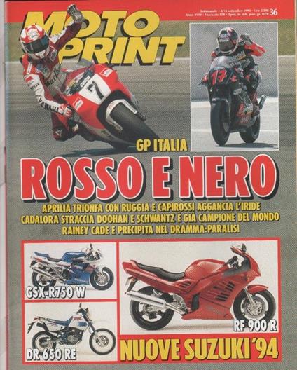 Moto sprint. n. 36 - 1993. Suzuki GSX-R750 W, DR 650 RE, RF 900 R - copertina