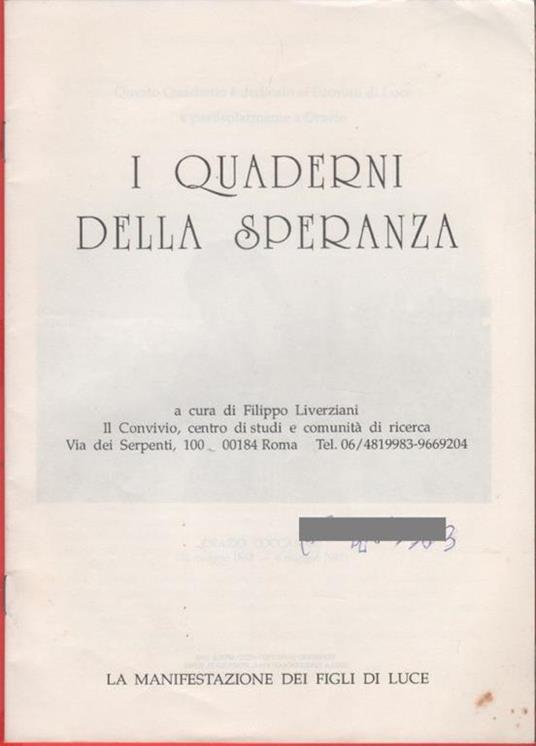 I quaderni della speranza. n. 4, 1992 - copertina