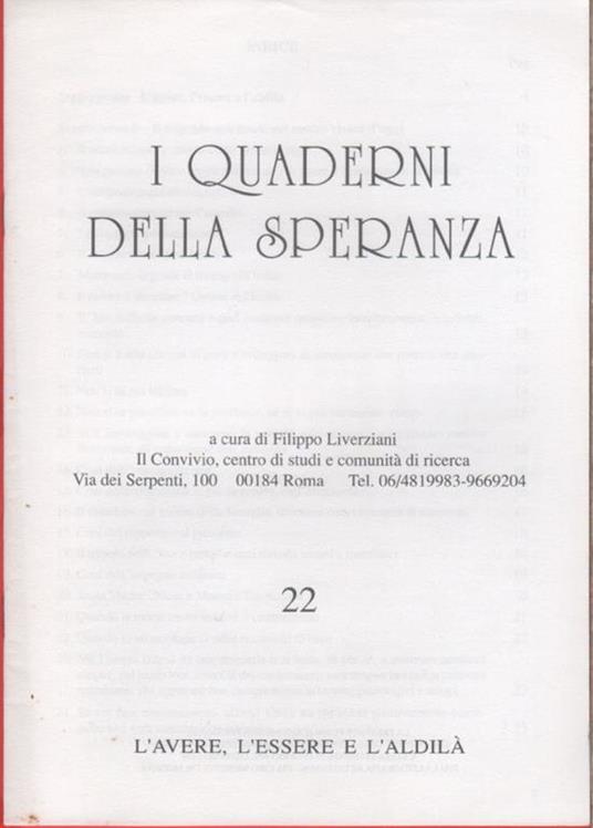 I quaderni della speranza. n. 22, 1999 - copertina