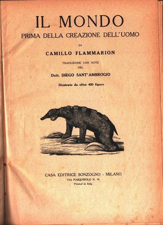 Il mondo prima della creazione dell'uomo - Camillo Flammarion - Vincenzo De Michele - copertina