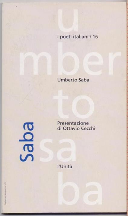Umberto Saba - Presentaziome di Ottavio Cecchi - copertina