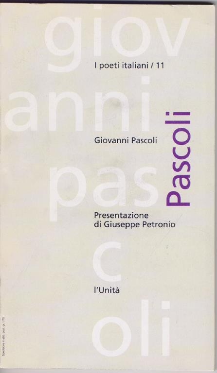 Giovanni Pascoli - Presentaziome di Giuseppe Petronio - copertina