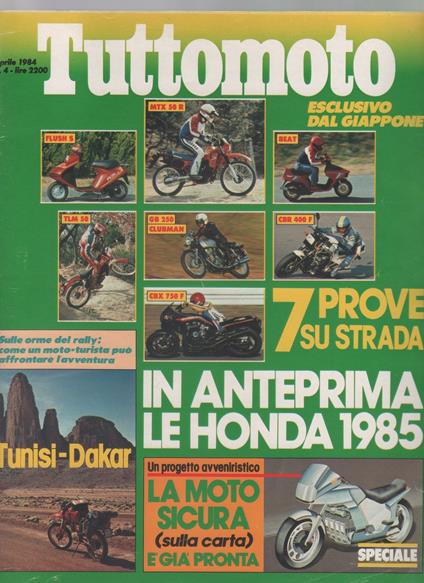 Tuttomoto. 1984 n. 4. 7 prove su strada Anteprima Honda 1985 - copertina