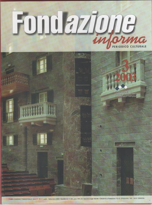 Fondazione Informa. Rivista CARIGE. N. 3 luglio-settembre 2003 - copertina