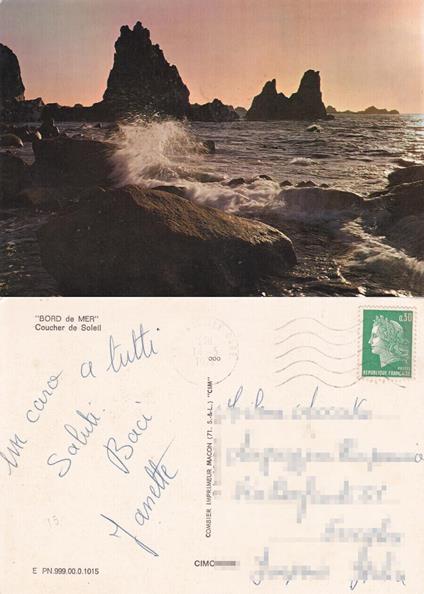 Bord de mer. Coucher de Soleil. France - Viaggiata 1973 - copertina