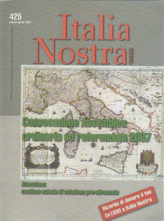 Italia Nostra. Bollettino n. 425, marzo-aprile 2007 - copertina