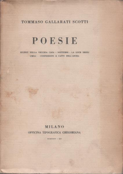 Poesie - Tommaso Gallarati Scotti - Tommaso Gallarati Scotti - copertina
