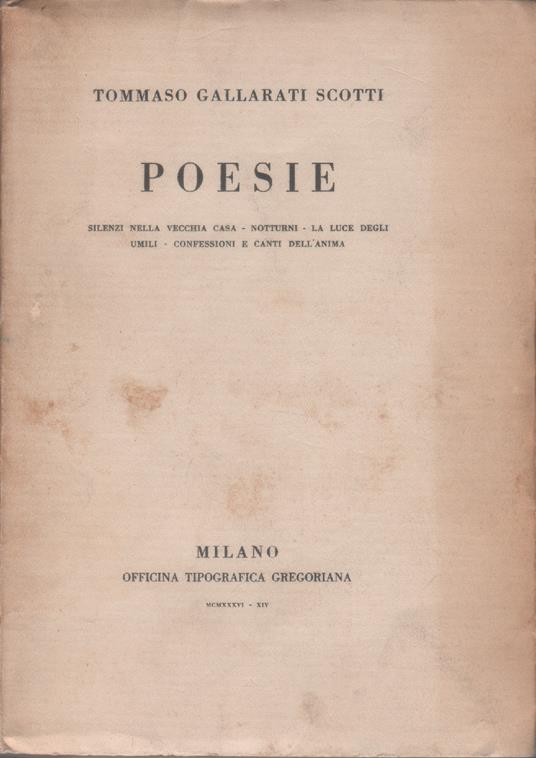 Poesie - Tommaso Gallarati Scotti - Tommaso Gallarati Scotti - copertina