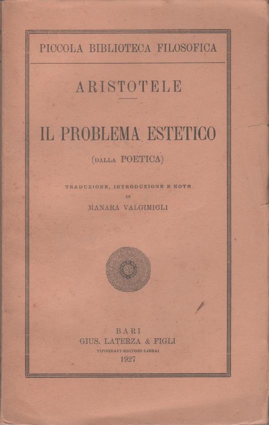 Il problema estetico (dalla poetica) - Aristotele - Aristotele - copertina